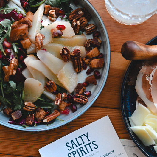 Salad from Salty Spirits, an oyster bar in downtown Kittery, Maine.